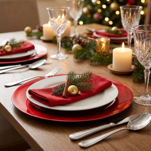 Decorative plates red plastic plates Ø33cm with glaze effect 6pcs | Floristik24.co.uk