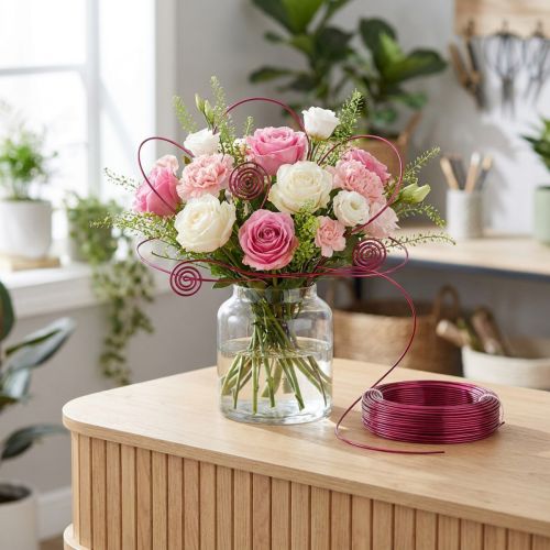 Aluminum wire Ø2mm Pink 500g (60m) for crafting, flower decoration, DIY | Floristik24.co.uk