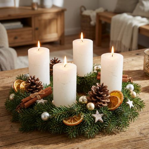 Solid-color pillar candles, white, 70x120mm, set of 4, for decoration, weddings & Advent | Floristik24.co.uk