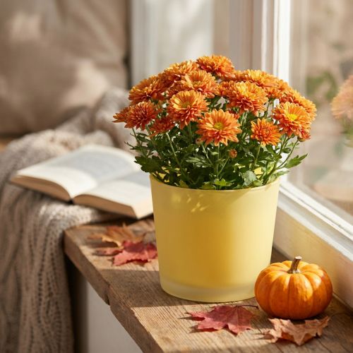 Glass flower pot yellow plant pot glass tub Ø14.5cm H12.5cm | Floristik24.co.uk