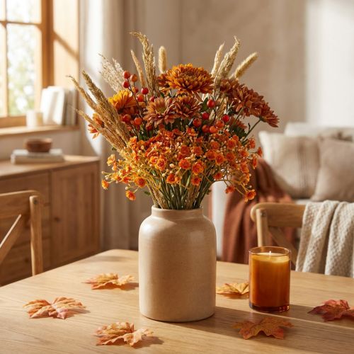 Gypsophila artificial flowers gypsum herb orange L30cm 6pcs in bunch | Floristik24.co.uk