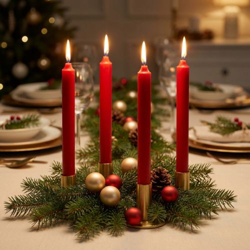 Product Taper Candles Short Candles Red Decoration Christmas Ø21/110mm 6 Pcs