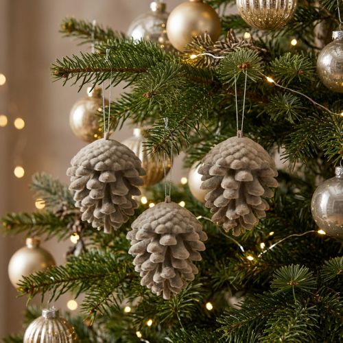 Pine cones decorative cones for hanging brown 8cm 4pcs | Floristik24.co.uk