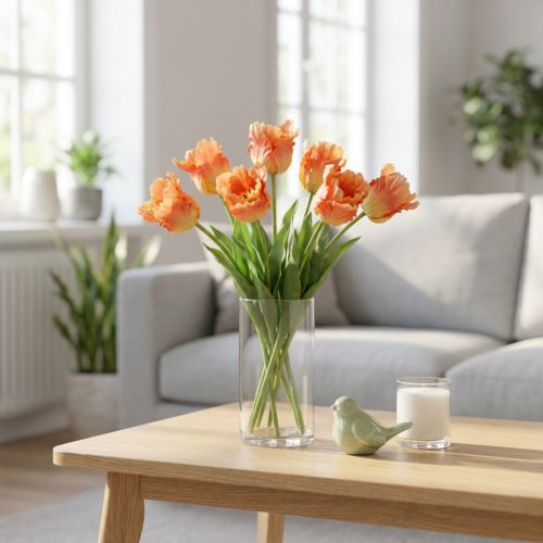 Artificial flower, parrot tulip orange, spring flower 63cm | Floristik24.co.uk