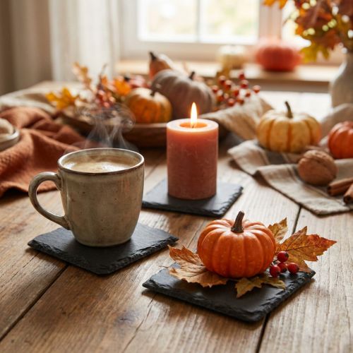 Product Natural Slate Plate Square Coasters Black 10×10cm 6 pcs