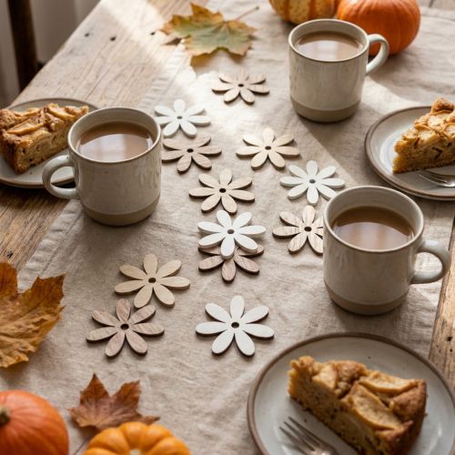 Scatter decoration wooden flowers table decoration natural white Ø4cm 72 pcs | Floristik24.co.uk