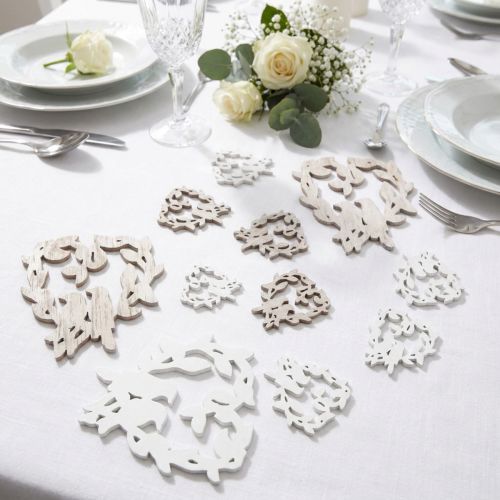 Scatter decoration bird wooden heart table decoration natural 3.5/1.5cm 72 pcs | Floristik24.co.uk