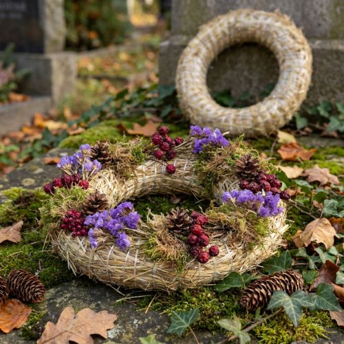 Straw wreath blank 35cm Robust DIY decoration 2-piece set | Floristik24.co.uk