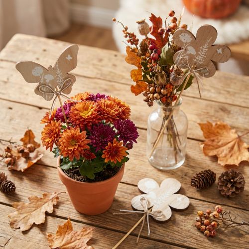 Flower plug wooden butterfly decoration flowers 9 cm 12 pieces | Floristik24.co.uk