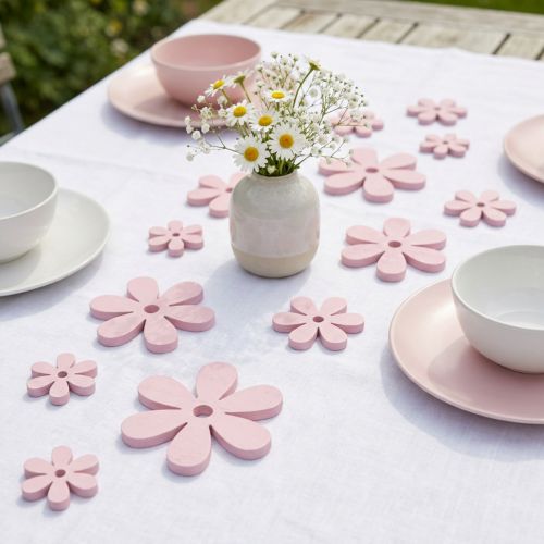 Scatter decoration wooden flowers pink table decoration summer Ø2–6cm 20 pcs | Floristik24.co.uk
