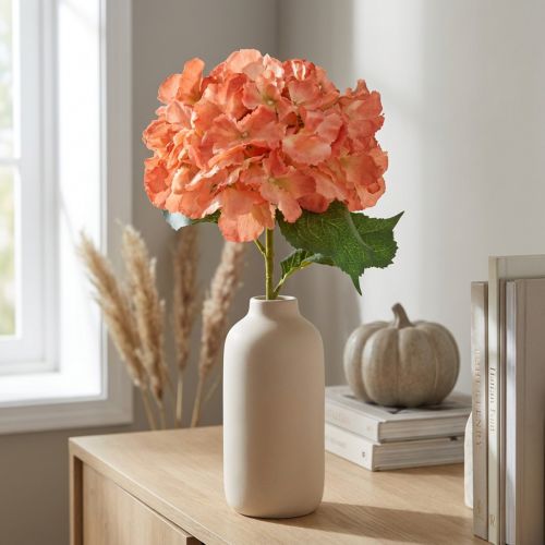 Artificial Hydrangea Gigant Decorative Flower Salmon Ø23cm L84cm | Floristik24.co.uk