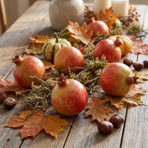 Artificial pomegranate decoration set in a net, deceptively realistic, red-yellow-green, Ø5.5cm, 12 pieces | Floristik24.co.uk