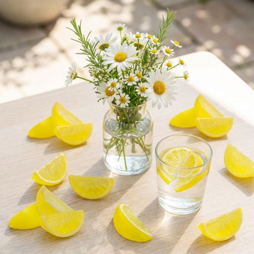 Product Artificial Lemon Slices Decoration, 24 Pieces, Summer Table Decoration