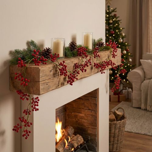 Artificial Hanging Plants Berry Branch Red Green H150cm | Floristik24.co.uk