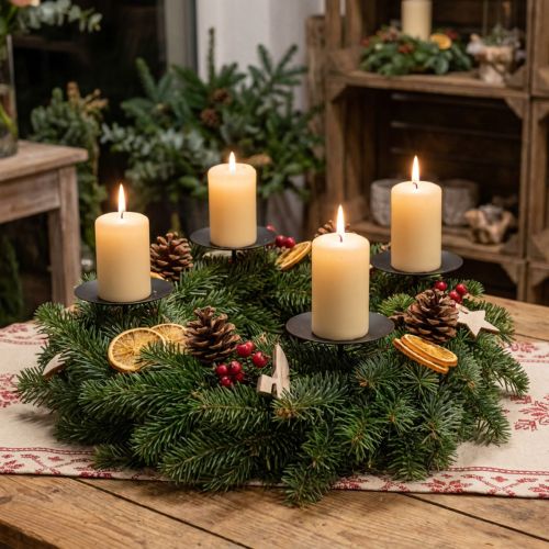 Candle holder for sticking metal for Advent black Ø8cm 4 pcs | Floristik24.co.uk