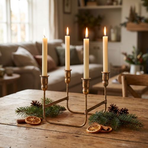Antique Candle Holder For 4 Candles Gold 18×18cm H16.5cm | Floristik24.co.uk