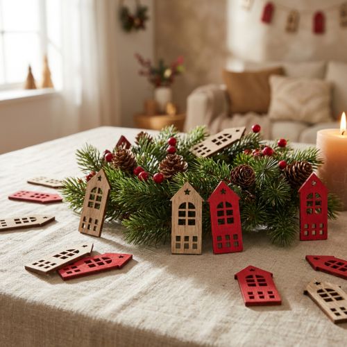 Decoration house scatter decoration wood in natural red 2×4.5cm 72 pcs | Floristik24.co.uk