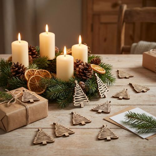 Scatter decoration Christmas tree natural 3x4,5cm 72 pcs | Floristik24.co.uk