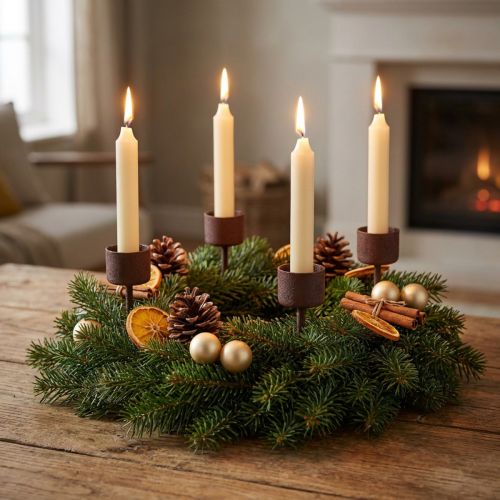 Stick candle holder rust brown Ø22mm H10.5cm 12 pcs | Floristik24.co.uk