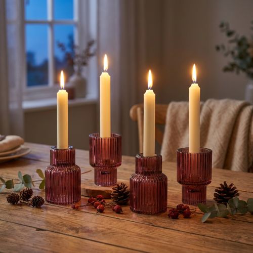 Candle holder glass candle holder in Berry H8cm 4 pcs | Floristik24.co.uk
