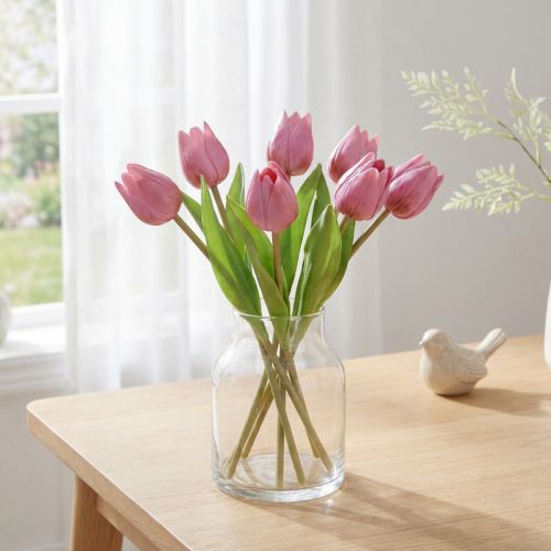 Flower Decoration Tulips Artificial Flowers Purple 20cm 6 Pcs | Floristik24.co.uk