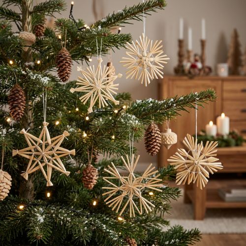 Christmas straw stars Christmas tree decorations 8cm 12 pieces | Floristik24.co.uk