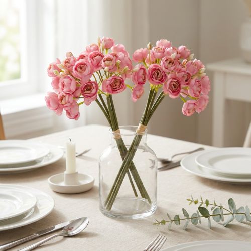 Artificial Ranunculus Bouquet, Stylish Table Decoration, 32cm, 5 Pieces | Floristik24.co.uk