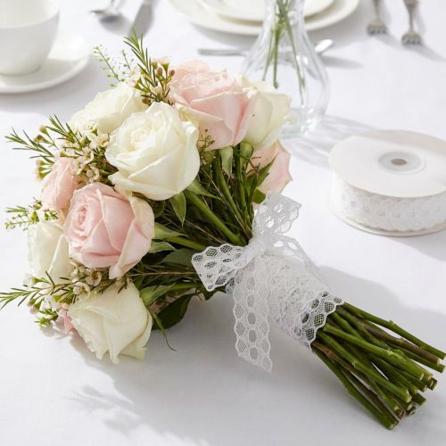 Product Cotton Lace Ribbon with Delicate Border 25mm x 10m White