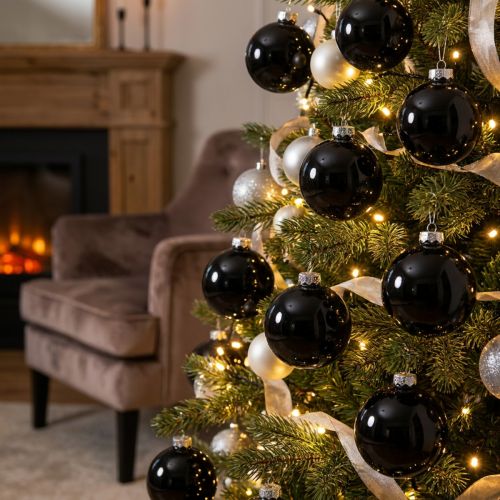 Black Christmas balls glass tree balls Ø6cm 24 pcs | Floristik24.co.uk