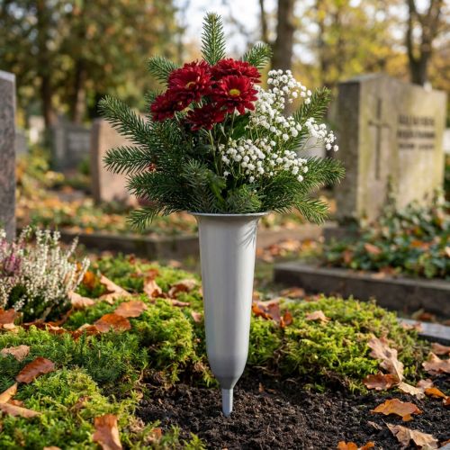 Grave vase silver 28.5cm | Floristik24.co.uk