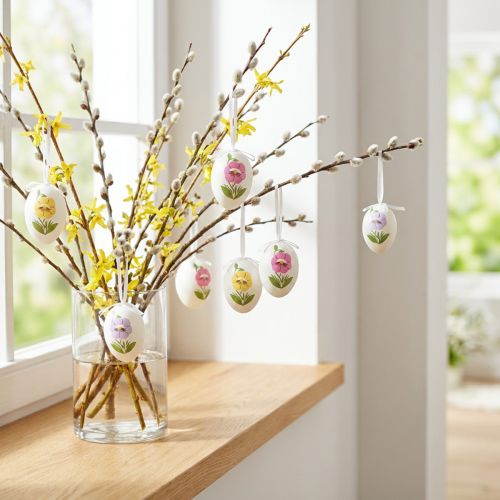Easter eggs to hang up with flower motif Easter decoration 12pcs | Floristik24.co.uk