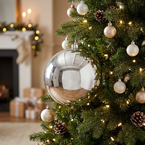 Christmas ball plastic small Ø14cm silver | Floristik24.co.uk