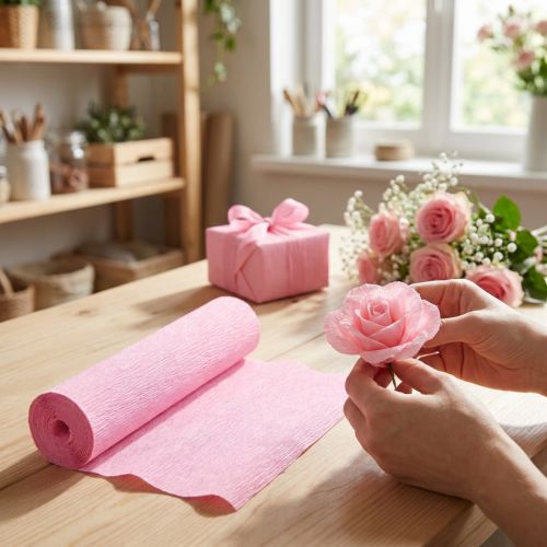 Florist crepe paper light pink 50x250cm | Floristik24.co.uk
