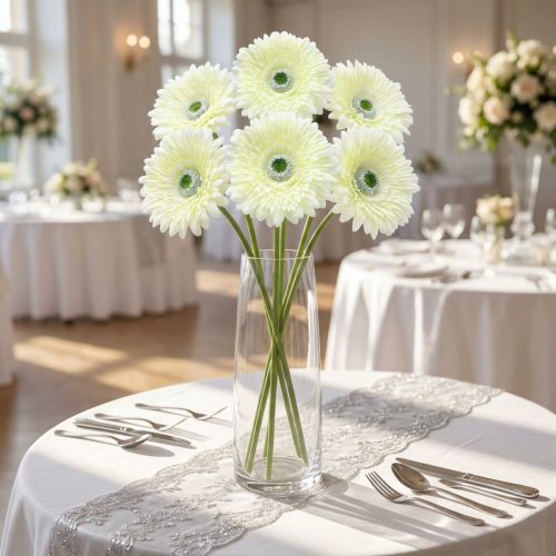 Gerbera artificial white 62cm 6 pcs | Floristik24.co.uk