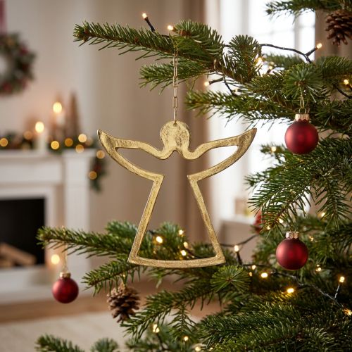 Metal pendants, decorative angels, golden advent decoration 15 × 16.5cm | Floristik24.co.uk