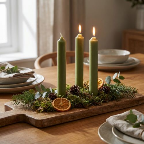 Taper candle green dyed wax candles 180mm/Ø21mm 6pcs | Floristik24.co.uk