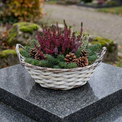 Decorative basket, planter, white, round, shabby chic, plant pot, flower basket, Ø29.5cm | Floristik24.co.uk