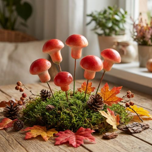 Decorative Mushrooms on Wire, Red, Autumn Decoration, for Sticking, 7cm, 24 Pieces | Floristik24.co.uk