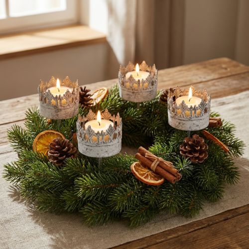 Product Tealight holder metal for sticking candle holder crown Ø5.5cm 4pcs