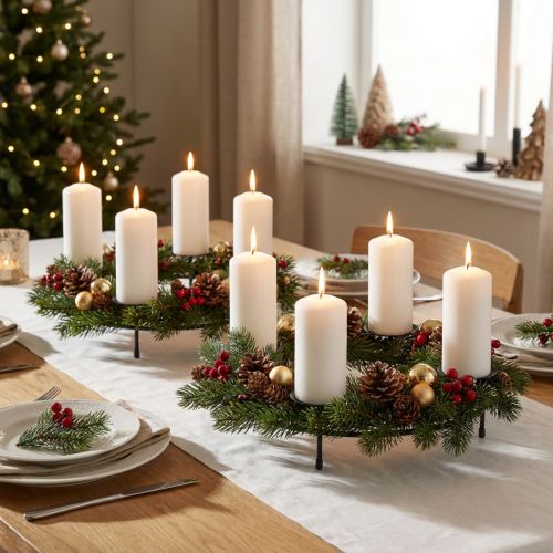 Candle Ring Taper Candles Candle Holder Black Ø33.5cm H11cm 2 pcs | Floristik24.co.uk