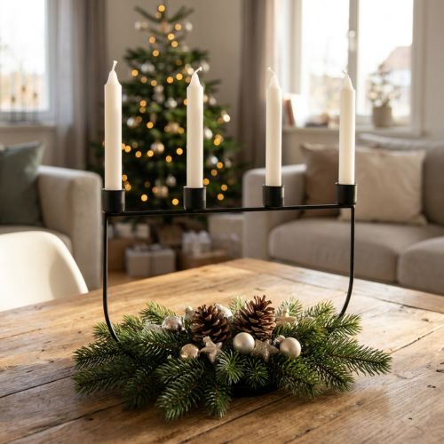 Product Candlestick, candle holder Advent wreath 27.5cm H18.5cm