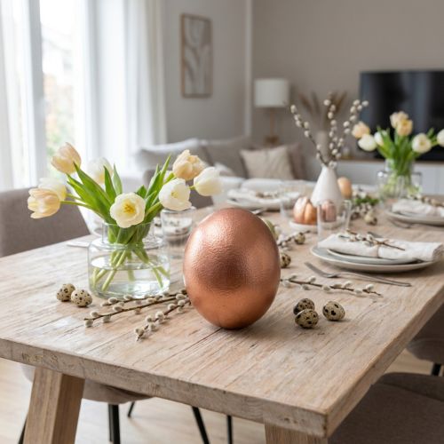 Ostrich Egg Decoration Blown Out Easter Decoration Copper Ø12cm H14cm | Floristik24.co.uk