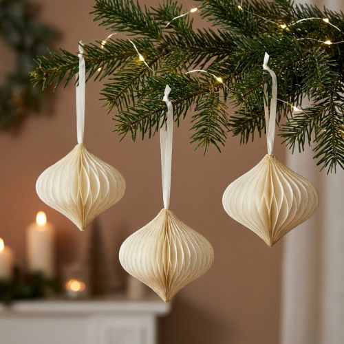 Honeycomb Balls Honeycomb Balls Onion White Gold Ø8cm 4 Pcs | Floristik24.co.uk