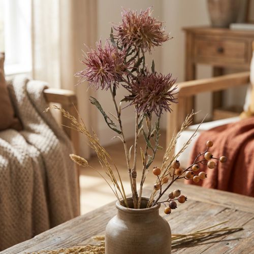 Artificial knapweed artificial flowers autumn 3 flowers lilac 48cm | Floristik24.co.uk