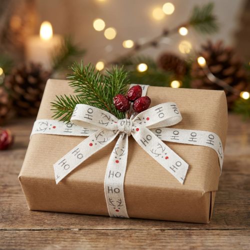 Gift ribbon Christmas Christmas ribbon Hohoho white 15mm 20m | Floristik24.co.uk