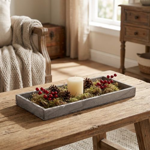Wooden tray vintage square decorative tray wood grey 35×15×3cm | Floristik24.co.uk