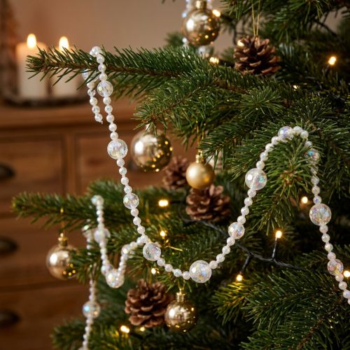 Pearl necklace pearl ribbon pearl garland iridescent 270cm × 2pcs | Floristik24.co.uk