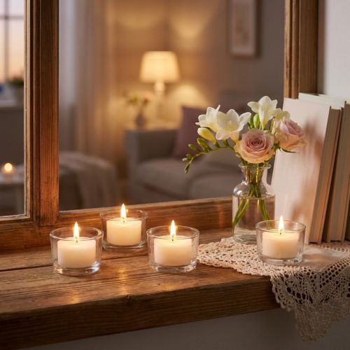 Scented tea lights Fresh Flower scented tea lights white Ø25cm 7h 18 pcs | Floristik24.co.uk
