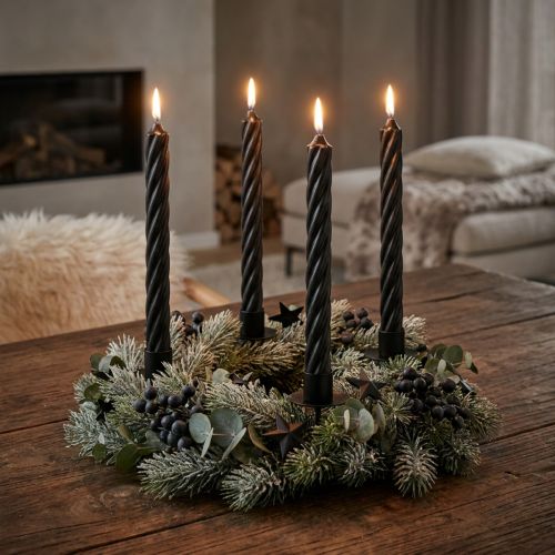 Product Rustic Candles Taper Candles Solid Colored Black 250/28mm 4 Pcs