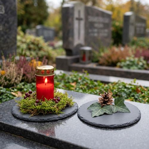 Natural Slate Plate Round Coaster Black Ø10cm 6 pcs | Floristik24.co.uk